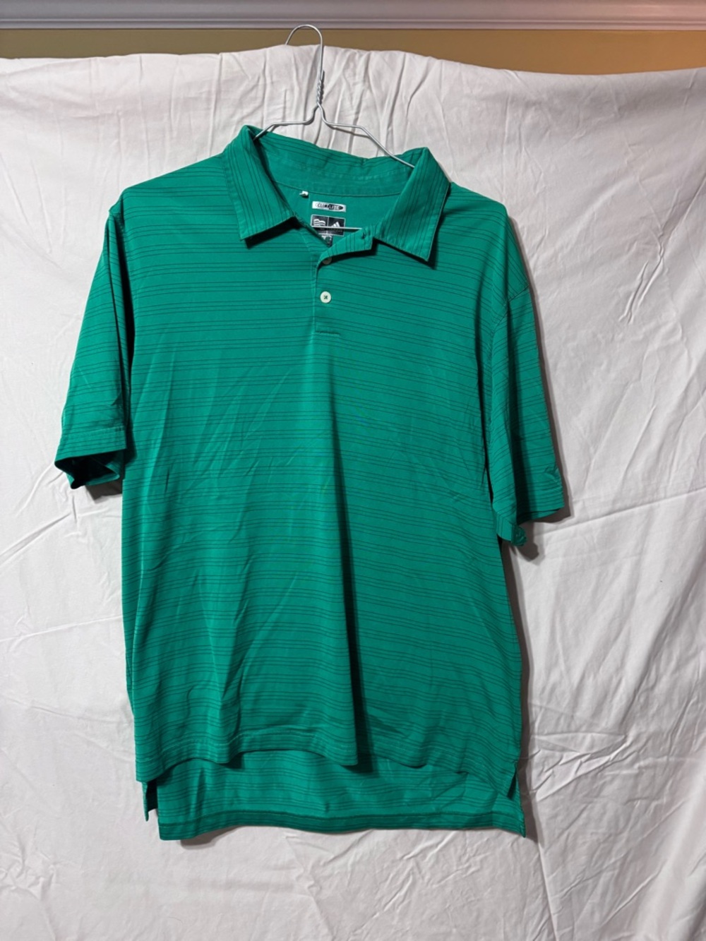 adidas Green Striped Golf Polo